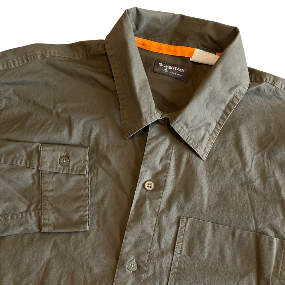 Vintage Levis SilverTab Shirt‎ Men Large Olive Green Long Sleeve Button Down Y2K